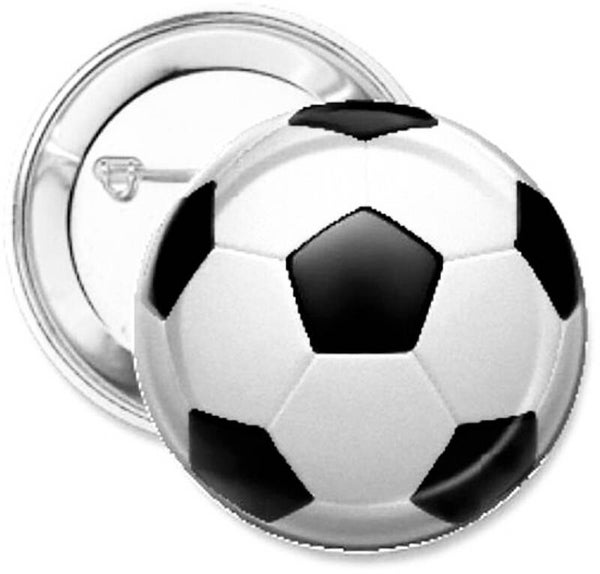Button of (kleding)magneet Voetbal zwart wit met of zonder eigen tekst