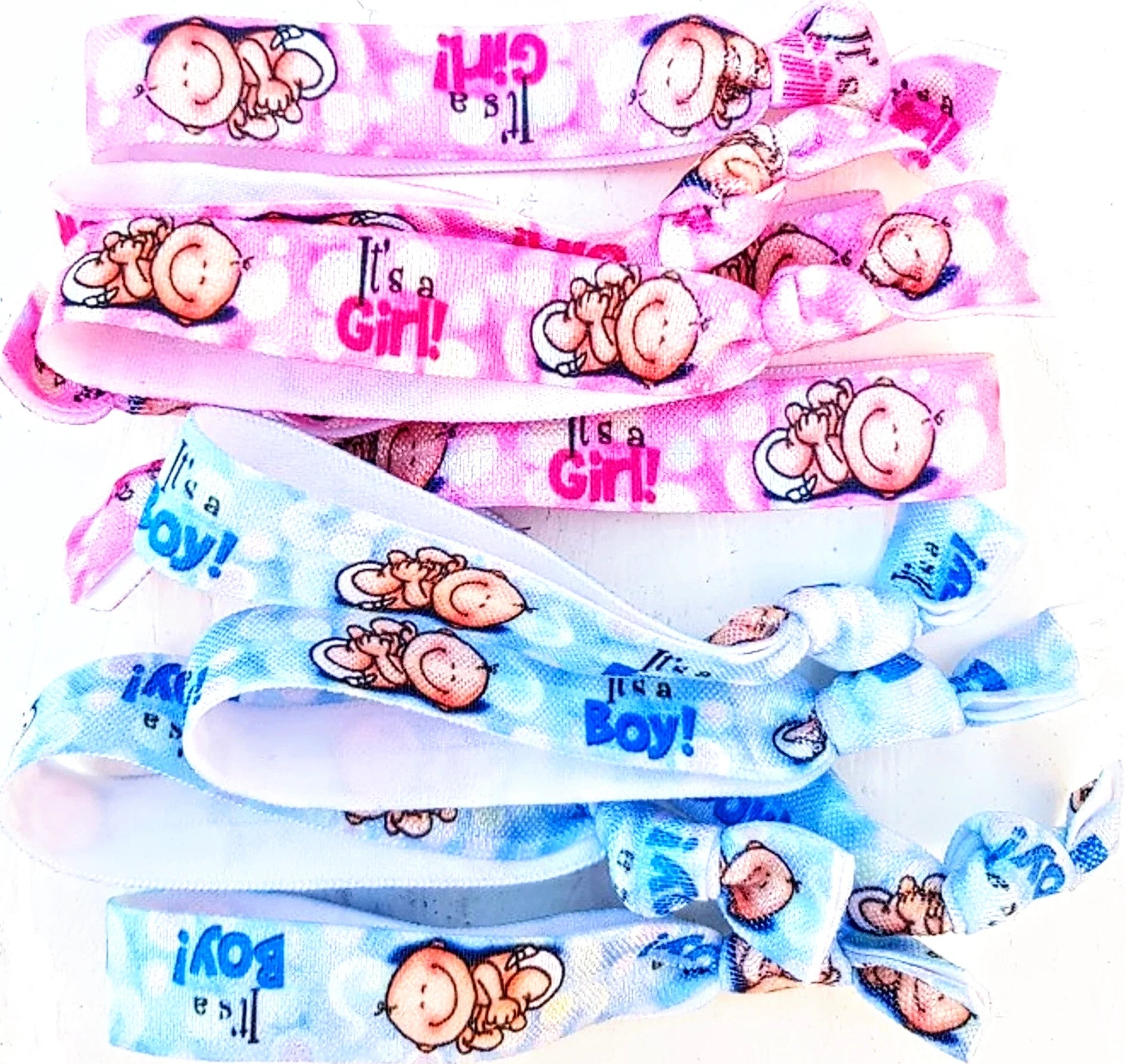 10 elastische gender reveal armbanden It's a Girl en It's a Boy Happy