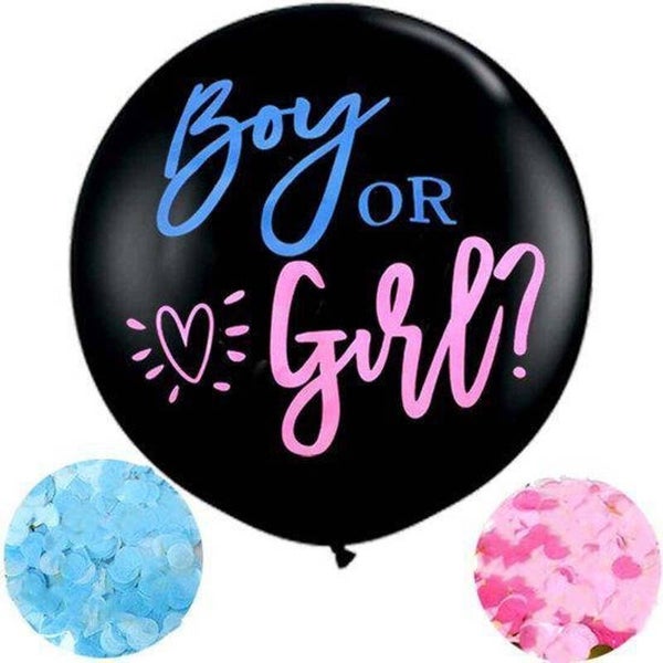 Genderreveal Boy or Girl XL ballon zwart