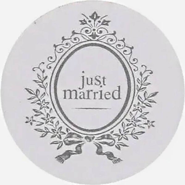 Zakje met 50 stickers Just Married wit met zilver