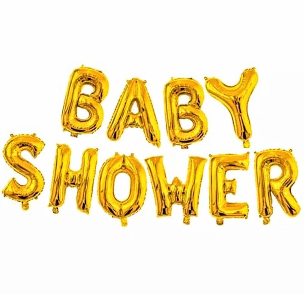 Babyshower ballonnen set met 10 grote gouden letters