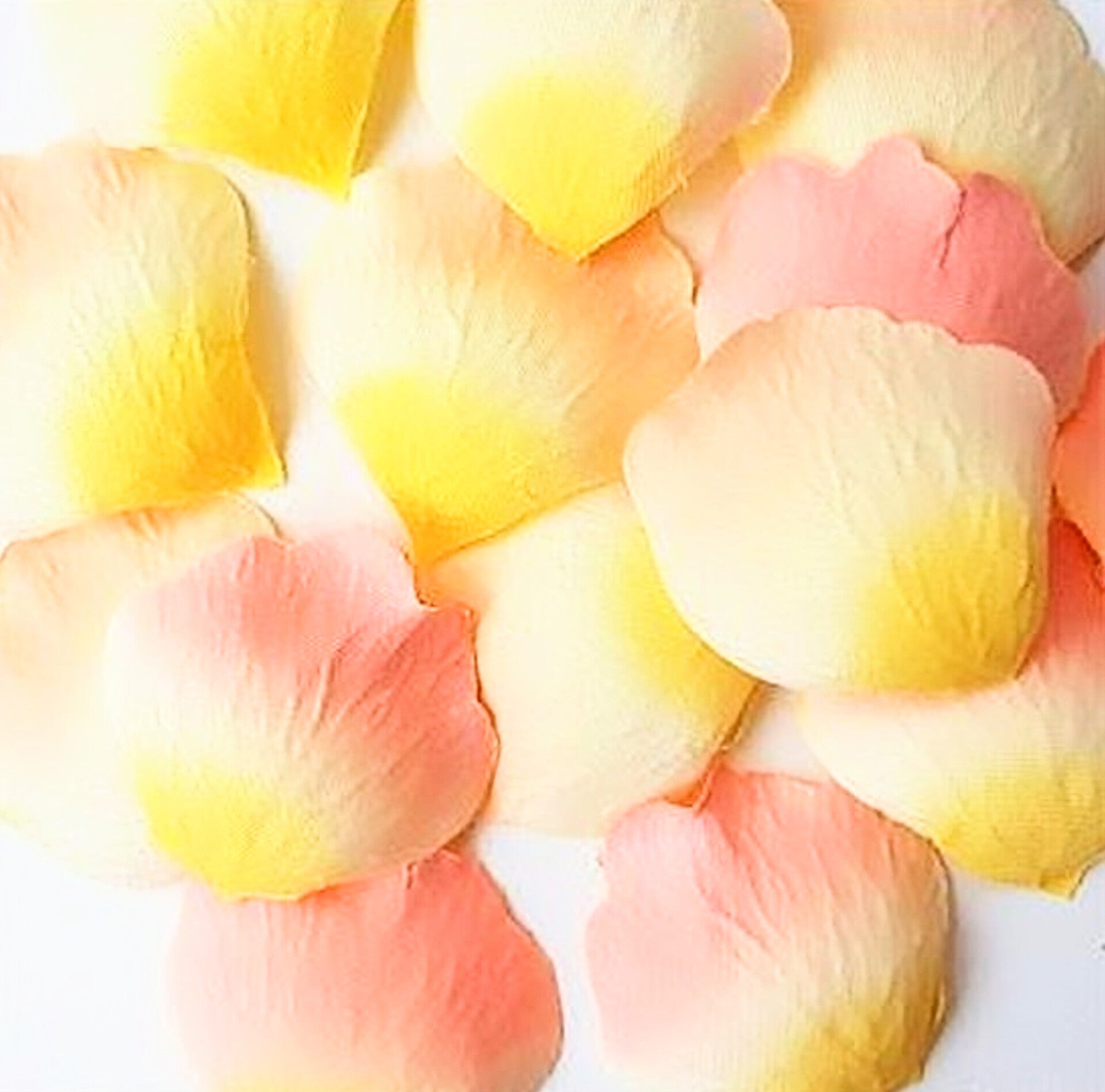 Zakje luxe stoffen rozenblaadjes zalm oranje geel