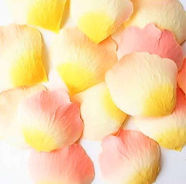 Zakje luxe stoffen rozenblaadjes zalm oranje geel