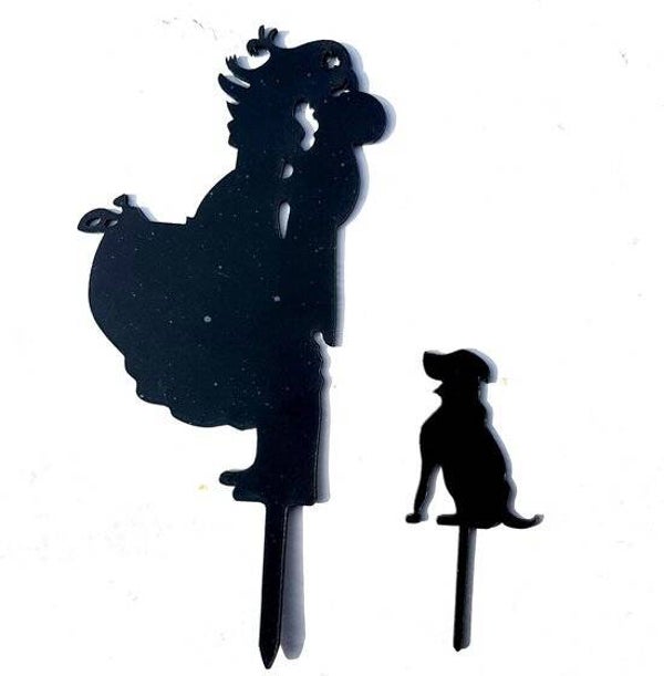 Bruidstaart topping bruidspaar met hond zwart