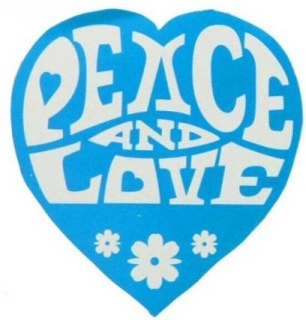 10 hartvormige sticker Peace and Love blauw