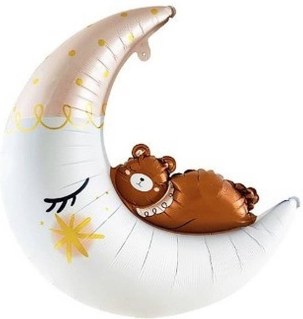 Folie ballon halve maan met beertje