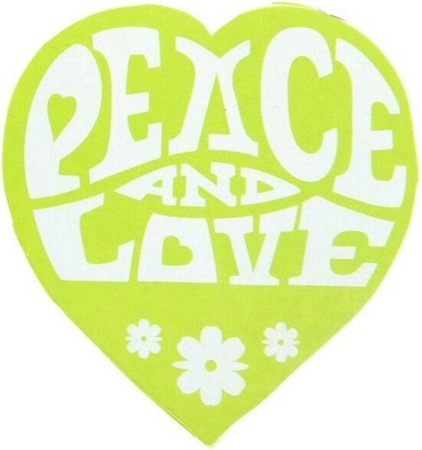 10 hartvormige sticker Peace and Love groen