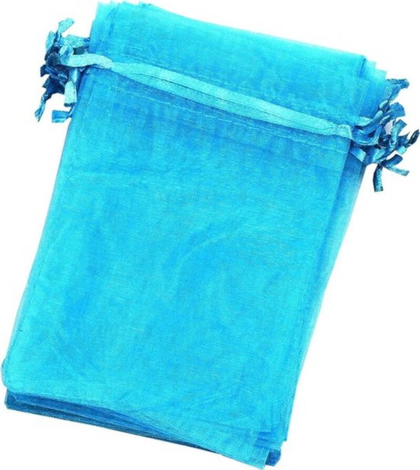 10 organza zakjes turquoise 7x9 cm