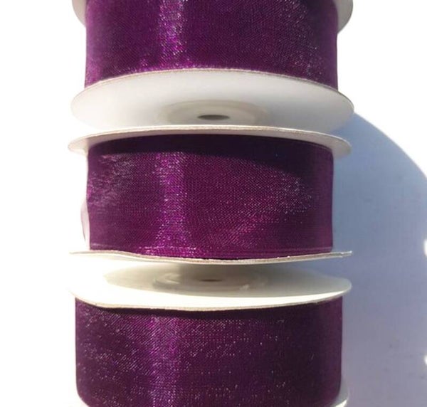 Rol chiffon lint paars/pruimkleurig