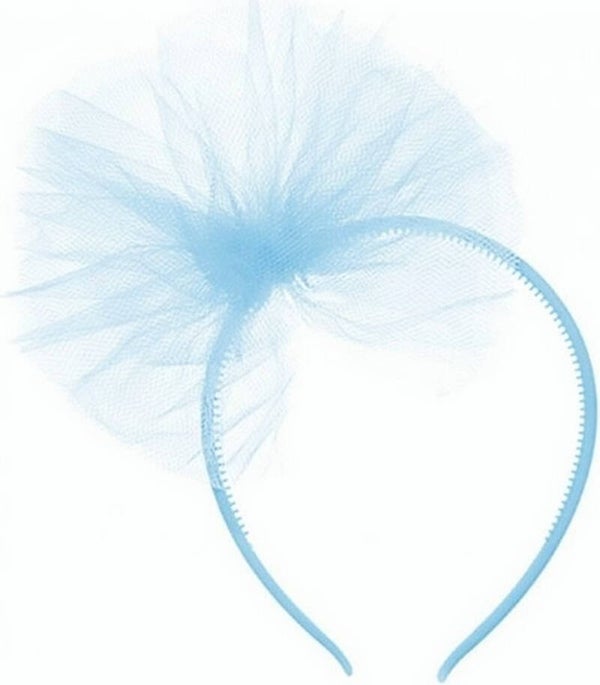 Haarband met tule strik blauw