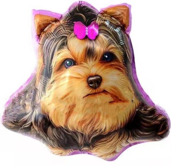 Grote folie ballon in de vorm van een Yorkshire Terrier
