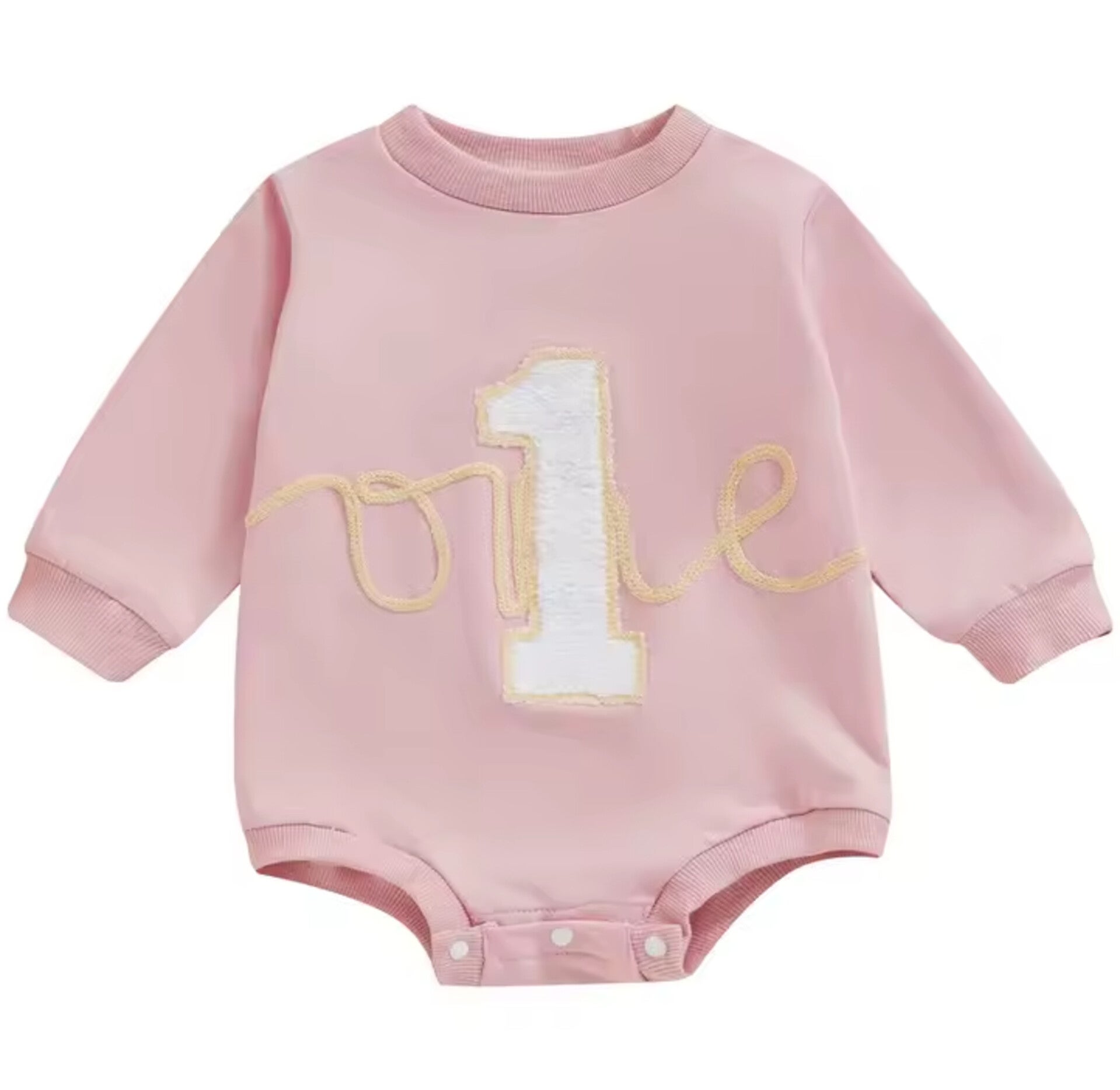 Eerste verjaardag cakesmash sweater/romper One roze