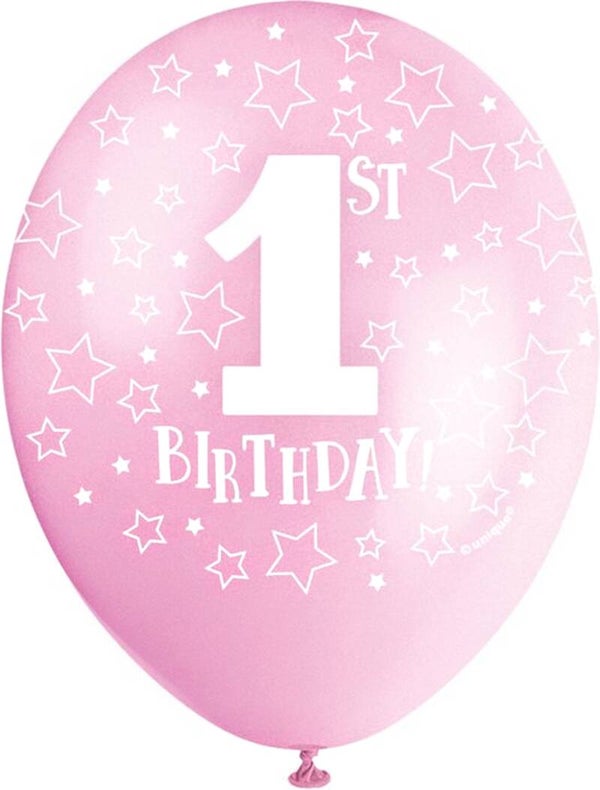 10 Cakesmash Ballonnen 1st Birthday Roze 30 cm