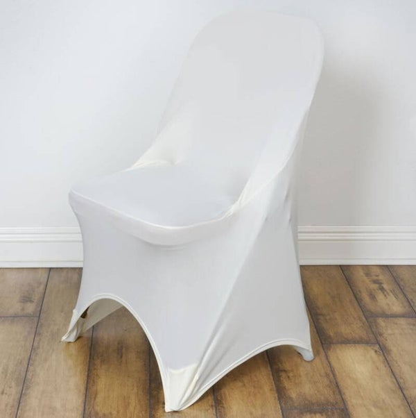 Stretch stoelhoes voor klapstoelen ivoor
