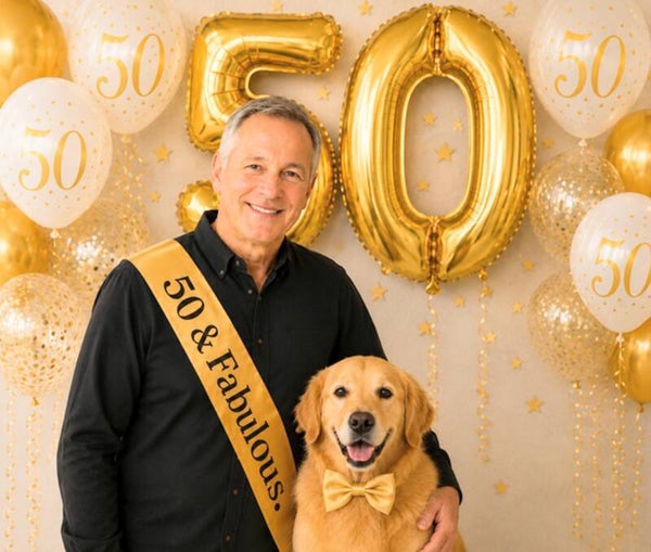 50 & Fabulous set man met sjerp, ballonnen en eventueel een dasstrik