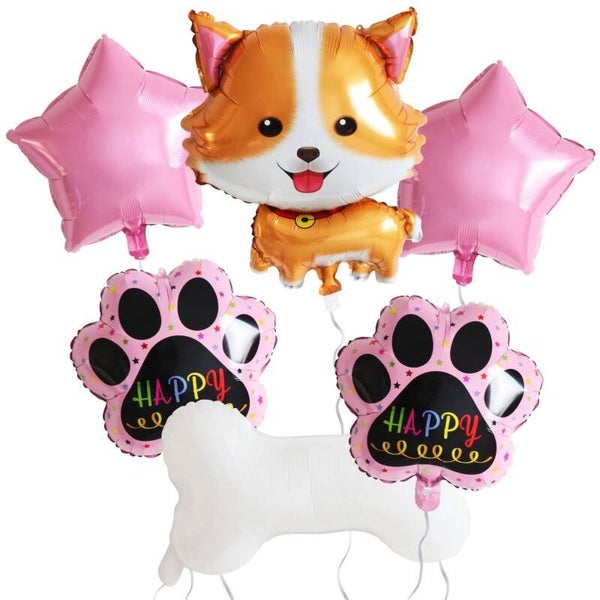 6-delige honden ballonnen set Cute Dog roze