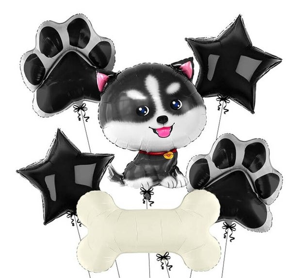 6-delige honden ballonnen set Cute Dog zwart