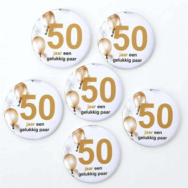 6 buttons 50 Jaar een Gelukkig Paar Balloons