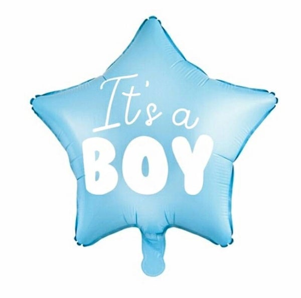 It's a Boy blauwe stervormige folie ballon
