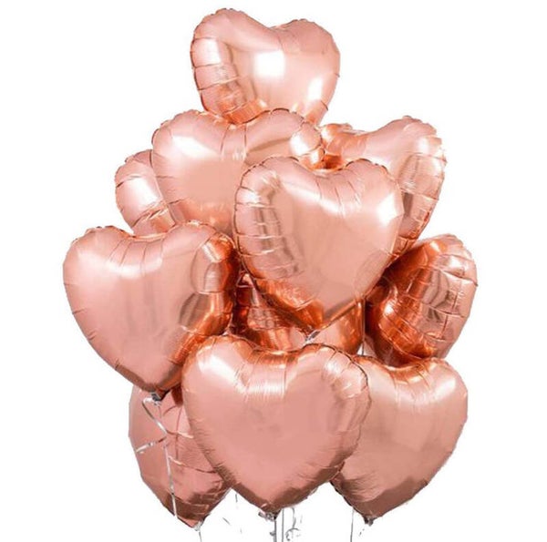 10 grote hartvormige folie ballonnen rosé goud