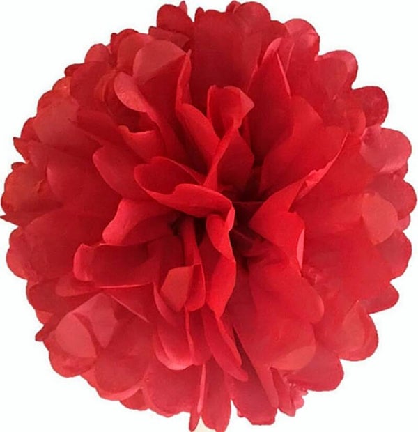 Papieren pompom van 25 en 35 cm rood