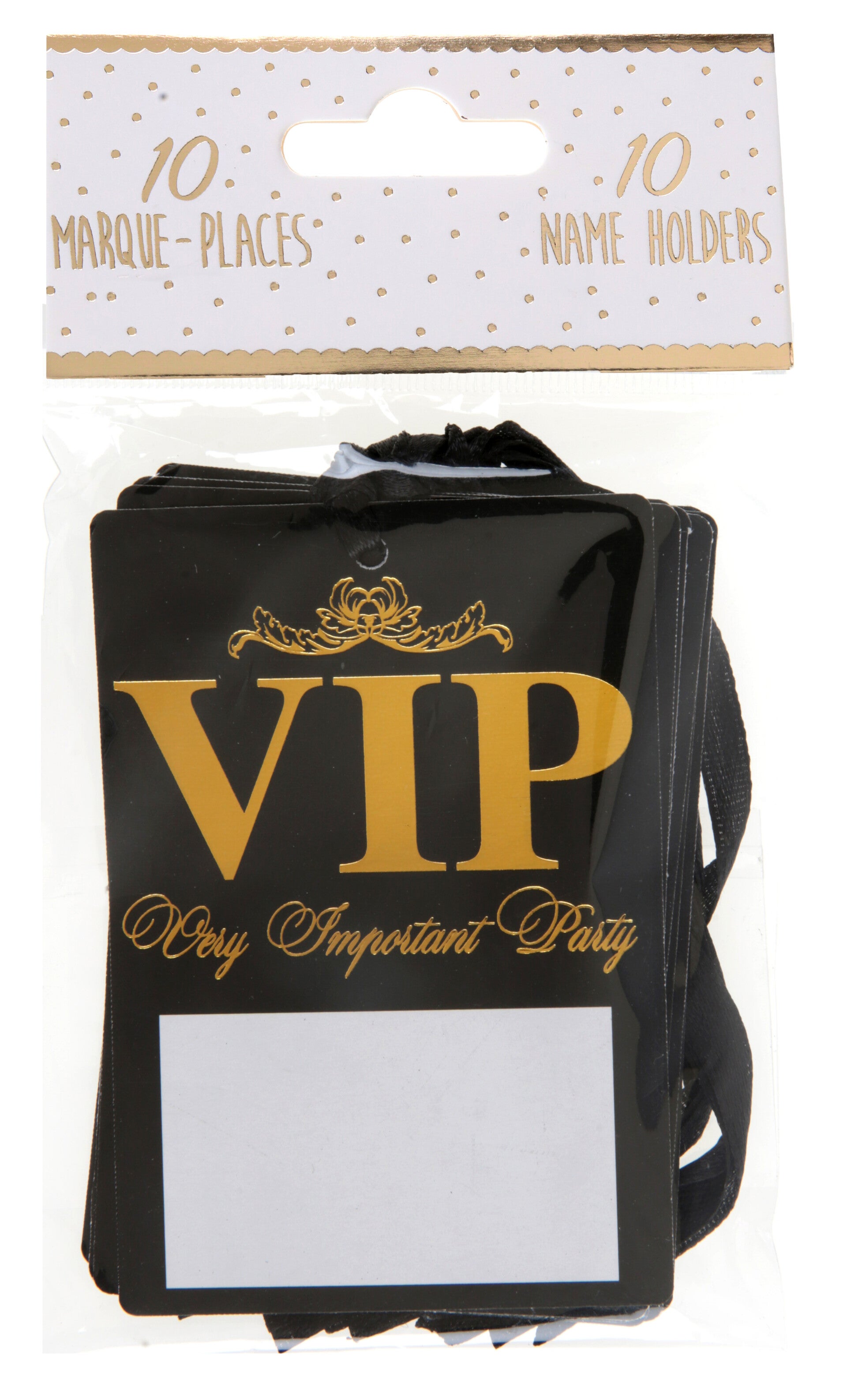 10 Name tags VIP van karton aan satijn lint