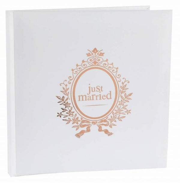 Gastenboek/fotoalbum Just Married rosé goud