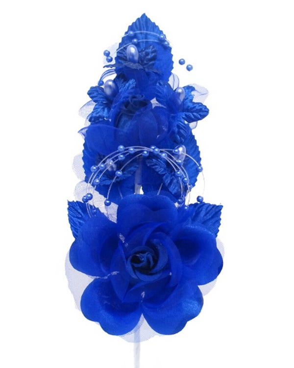 Bloemen corsage, haar- of antennedecoratie royal blue