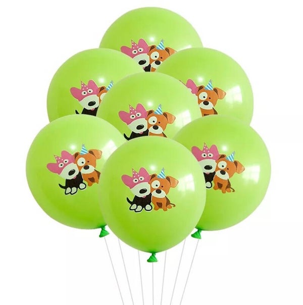 7 Ballonnen Happy Birthday Dog groen