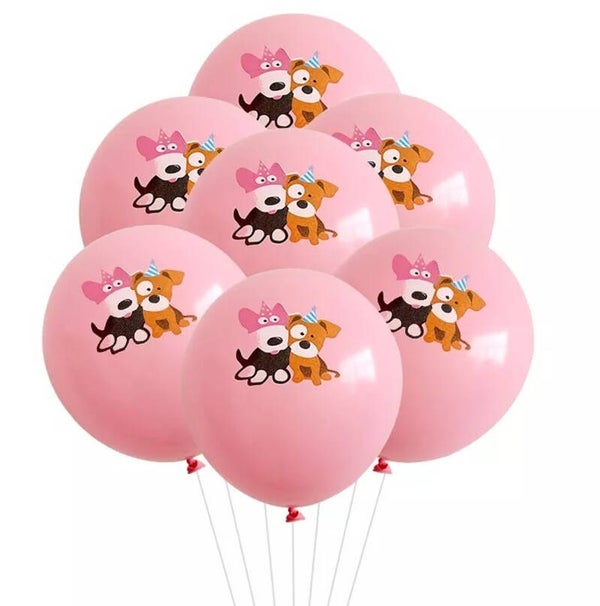 7 Ballonnen Happy Birthday Dog roze