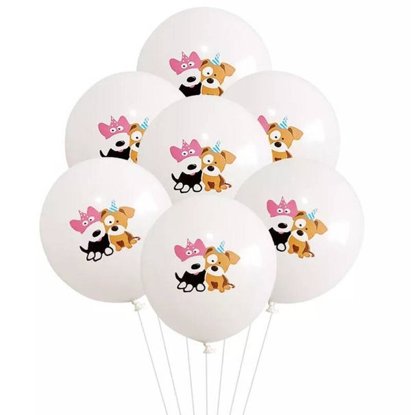 7 Ballonnen Happy Birthday Dog wit