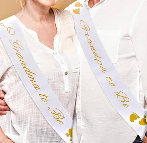 Sjerpen Grandpa en/of Grandma to Be wit met glanzend gouden opdruk