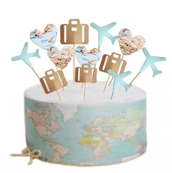 Taart en/of cupcake topper set Travel 12-delig