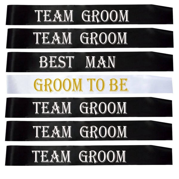 7-delige Sjerpen set Groom to Be, Best Man en Team Groom