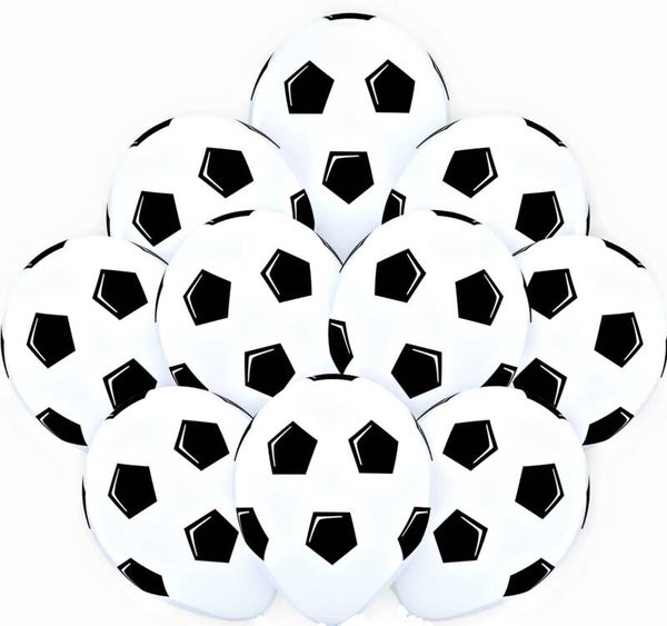 10 voetbal ballonnen wit met zwart