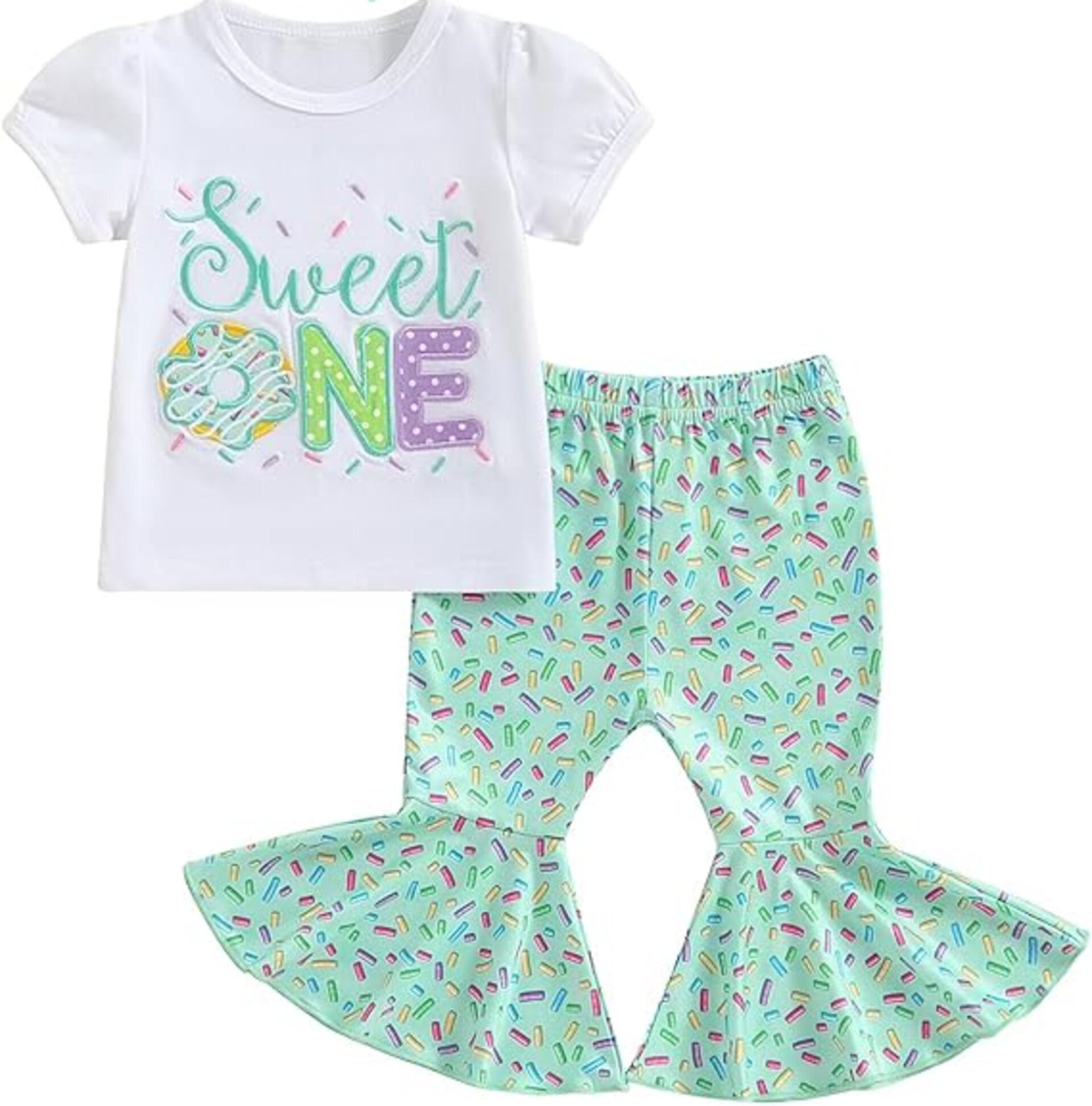 Eerste verjaardag cakesmash set Sweet One met flared pants en t-shirt