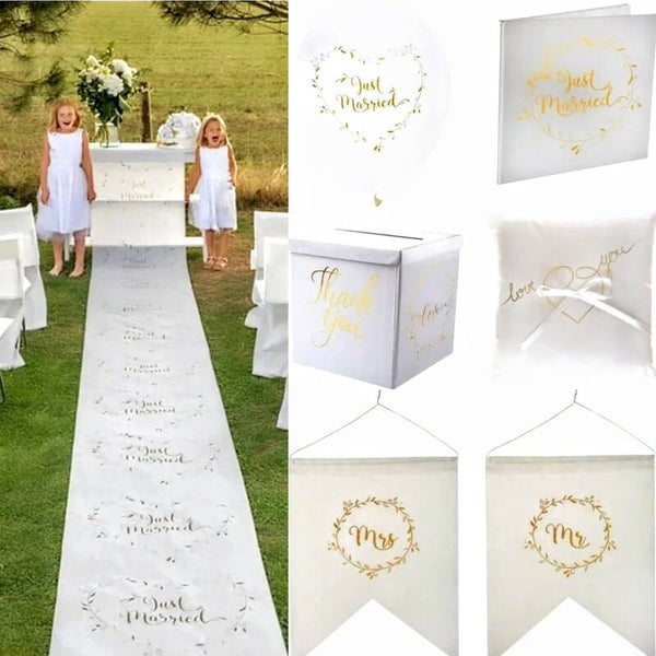 14-delige Just Married set deLuxe XXL wit met goud