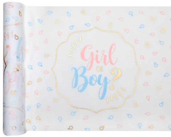 Boy or Girl genderreveal tafelloper