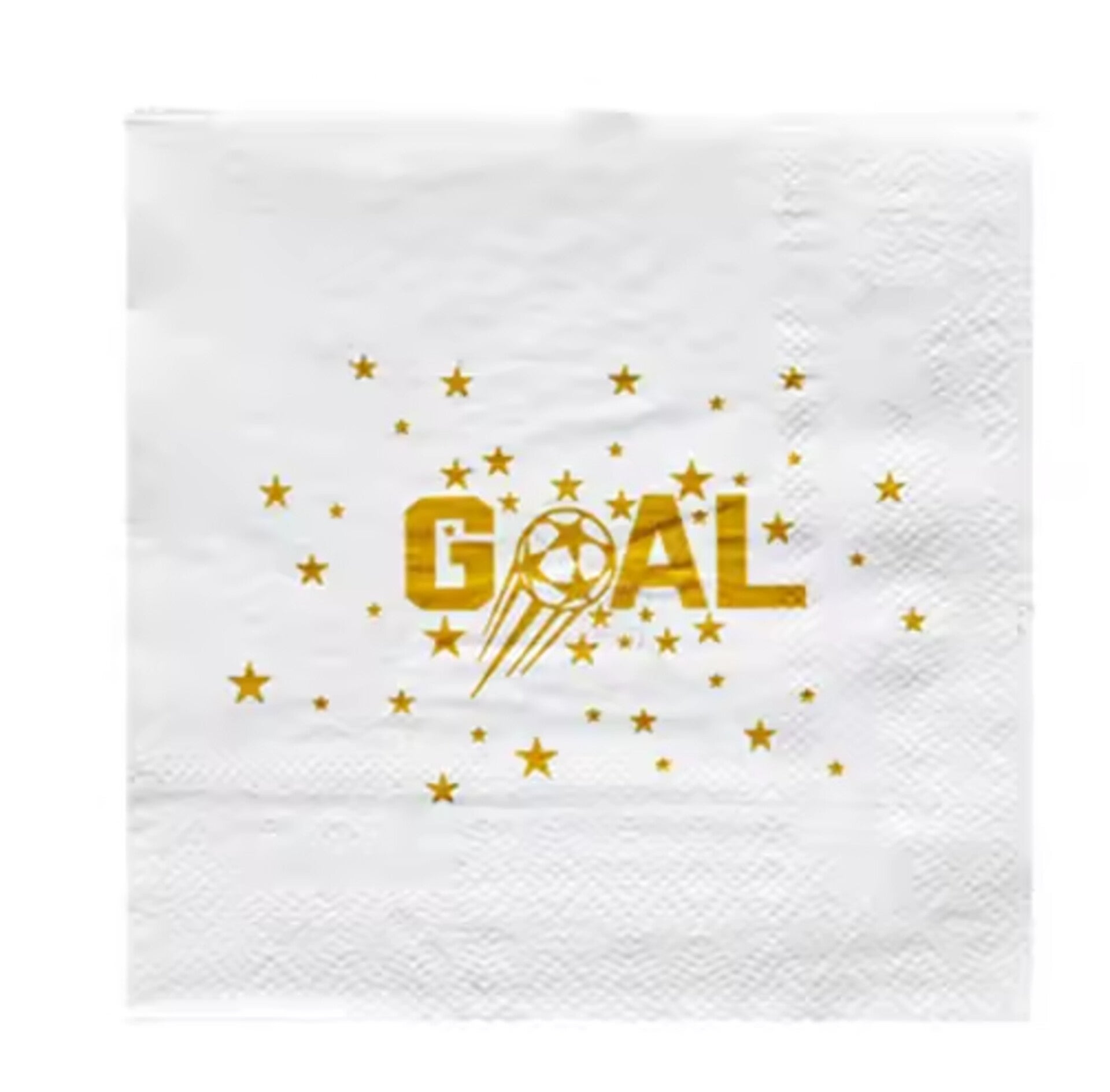 10 Voetbal cocktail servetten Goal wit met goud