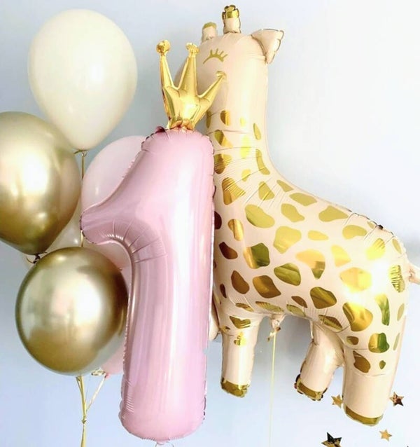 8-delige eerste verjaardag ballon set met Giraf