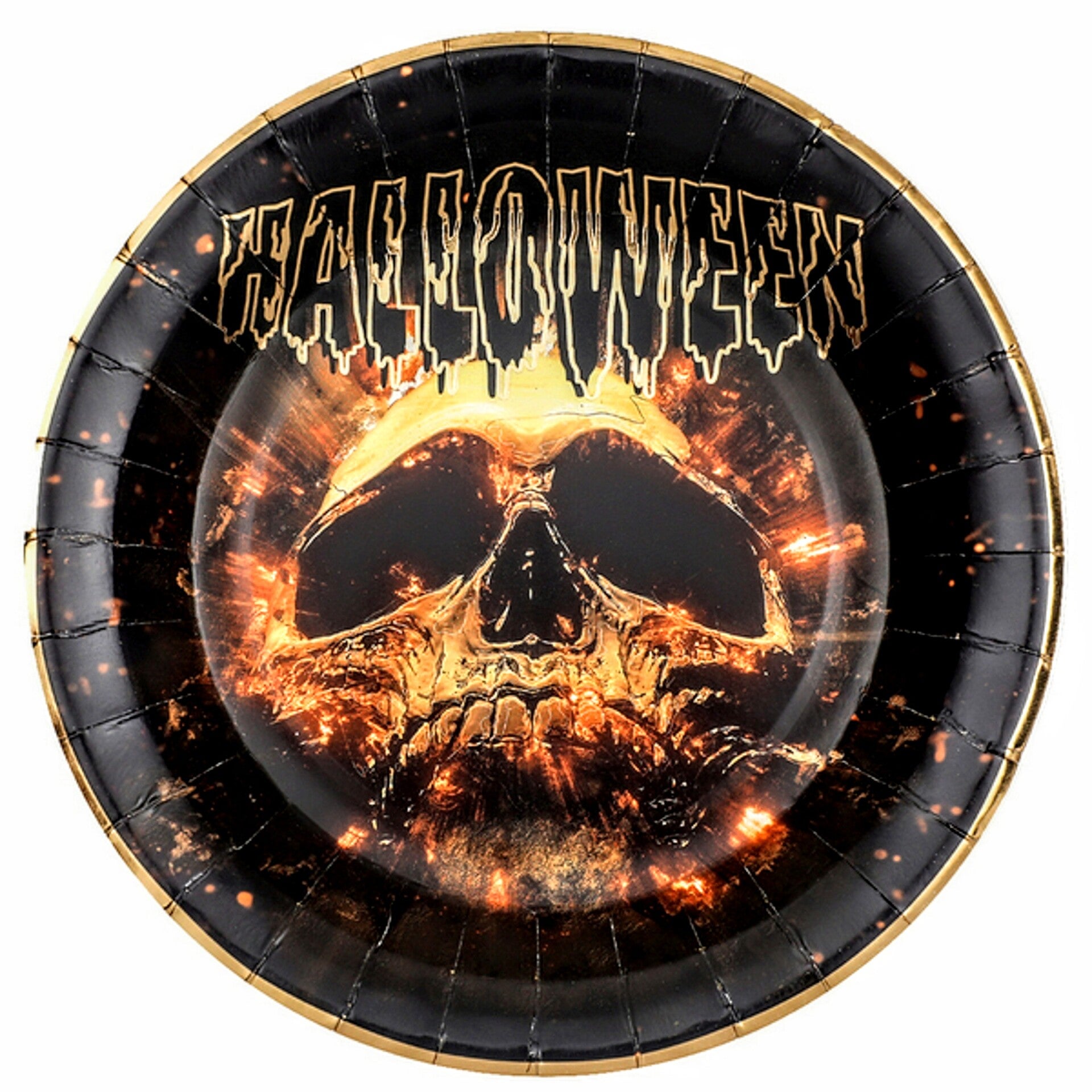 Halloween kartonnen bordjes Doodshoofd