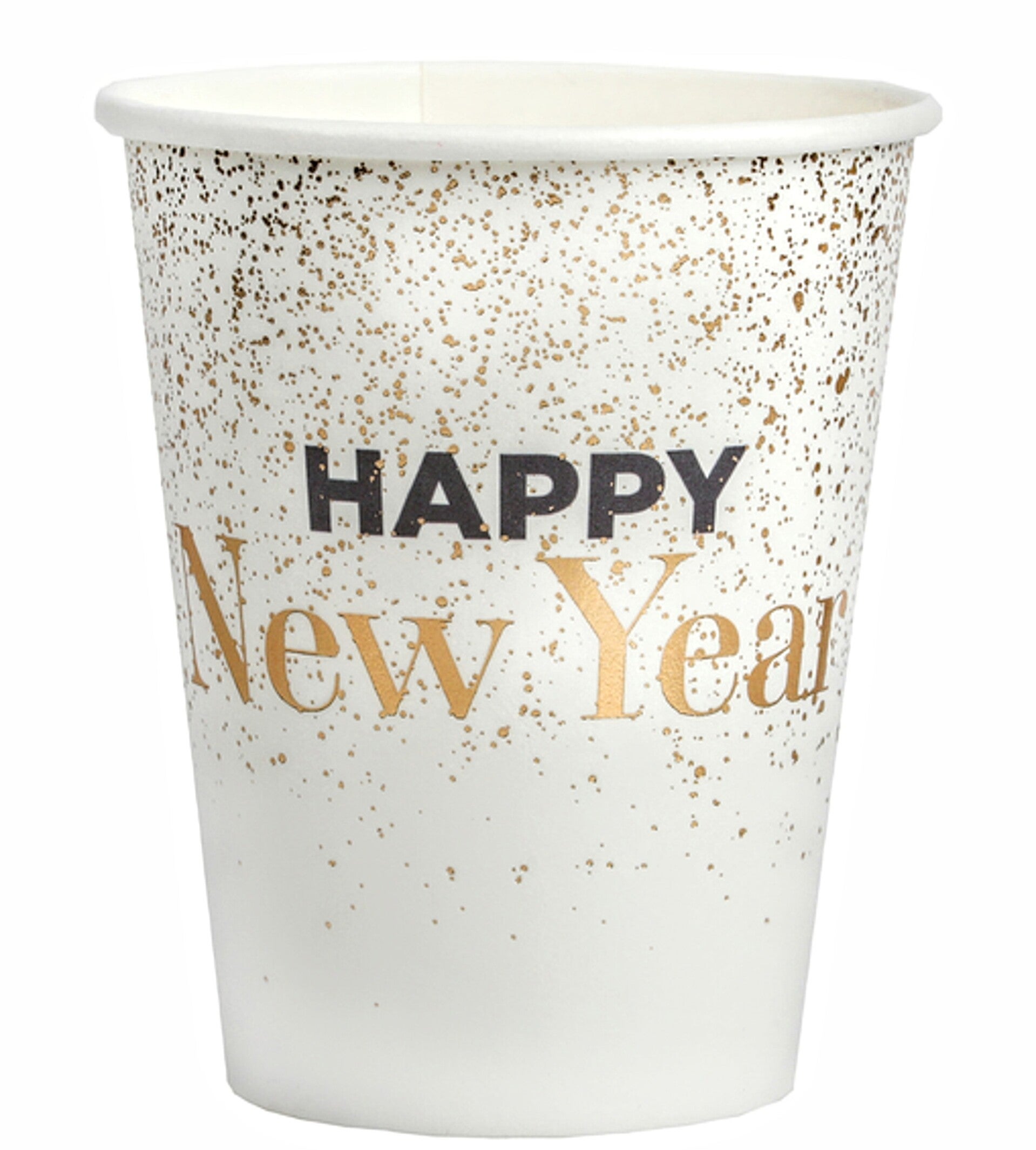 Happy New Year bekertjes wit met gouden opdruk