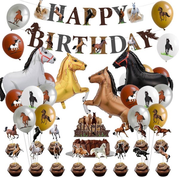 45-delige paarden decoratie set Happy Birthday XXL deLuxe
