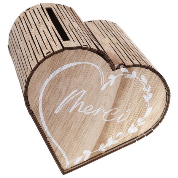Hartvormige houten moneybox Merci