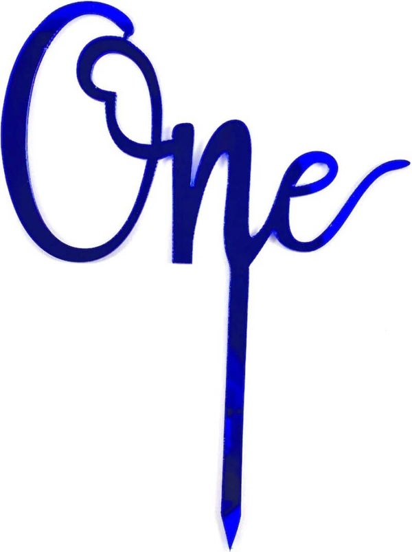 Acryl Taart Topper One blauw