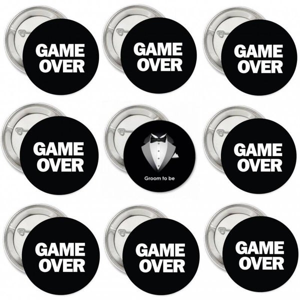 9-delige button set Groom to Be en Game Over