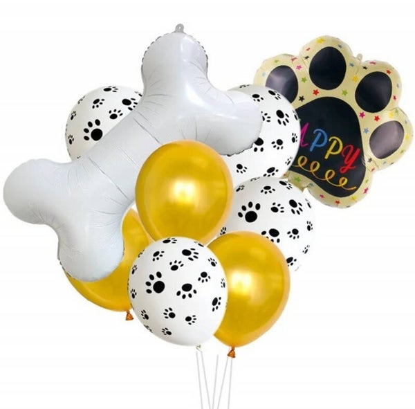 9-delige honden ballonnen decoratie set Puppy Love gold