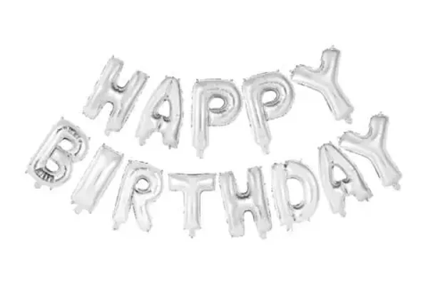 Folie ballonnen set Happy Birthday zilver