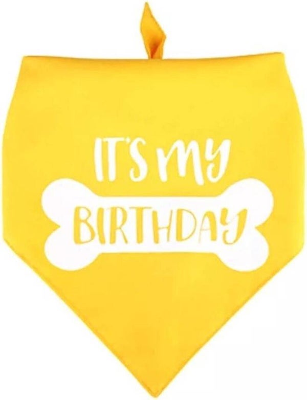 Honden bandana It's my Birthday geel