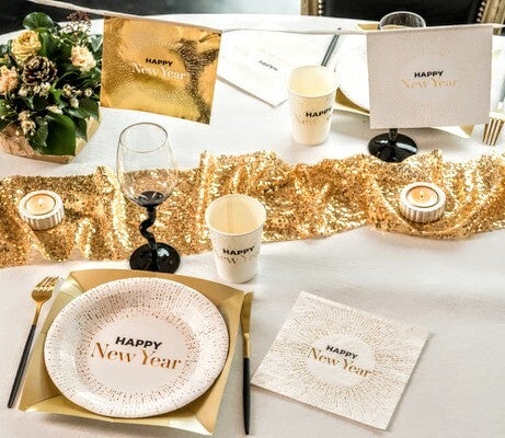 Oud en Nieuw decoratie pakket wit met goud 31-delig